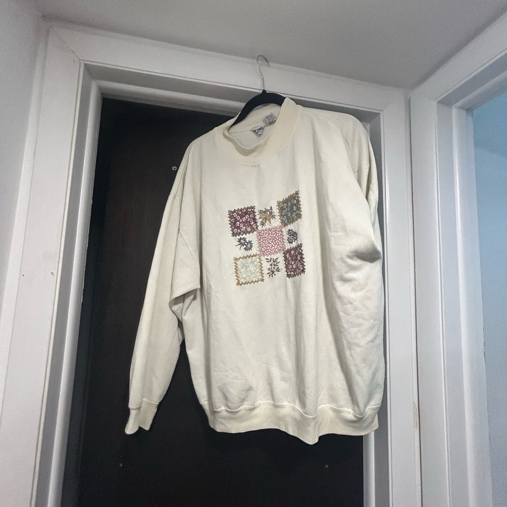 Etro Cream Crewneck Sweater with Patchwork Accents